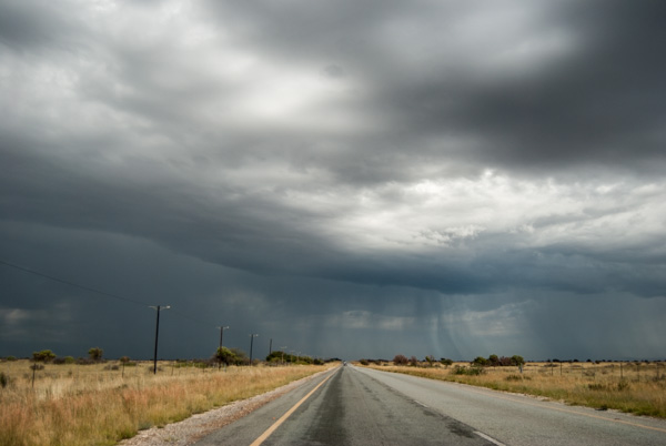 Darkening clouds and rain